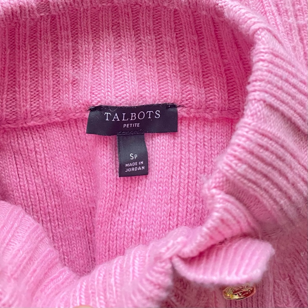 Talbots Pink Ribbed Button Mockneck Sweater - Picture 6 of 8